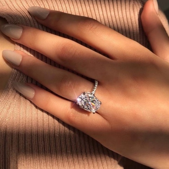 💍5 CT OVAL CUT DIAMOND 925 SILVER RING💍 - Picture 4 of 5
